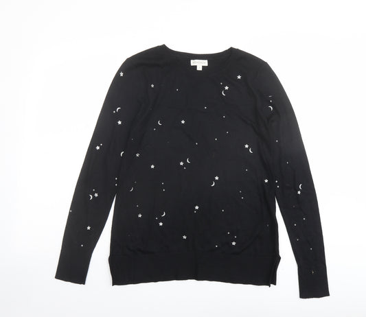Monsoon Womens Black Round Neck Polyester Pullover Jumper Size S - Moon & Star