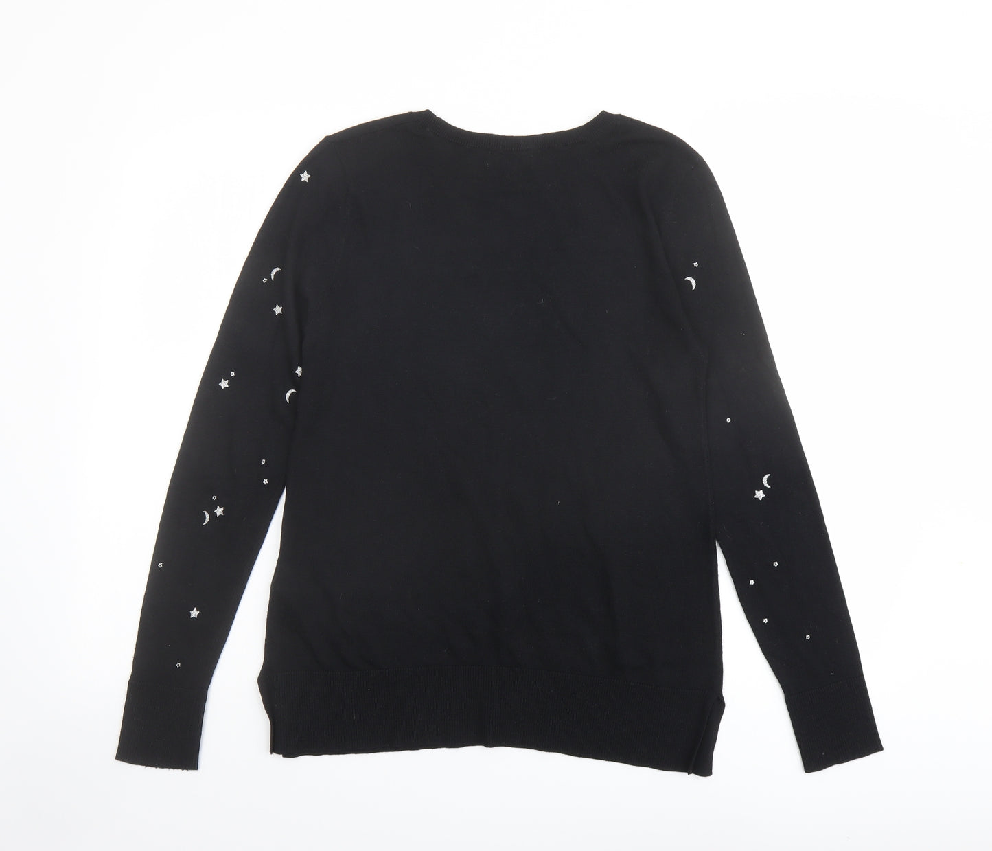 Monsoon Womens Black Round Neck Polyester Pullover Jumper Size S - Moon & Star