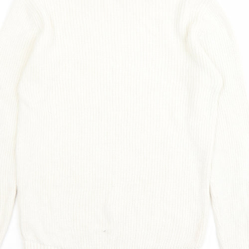 Pull&Bear Mens Ivory Round Neck Cotton Pullover Jumper Size S Long Sleeve