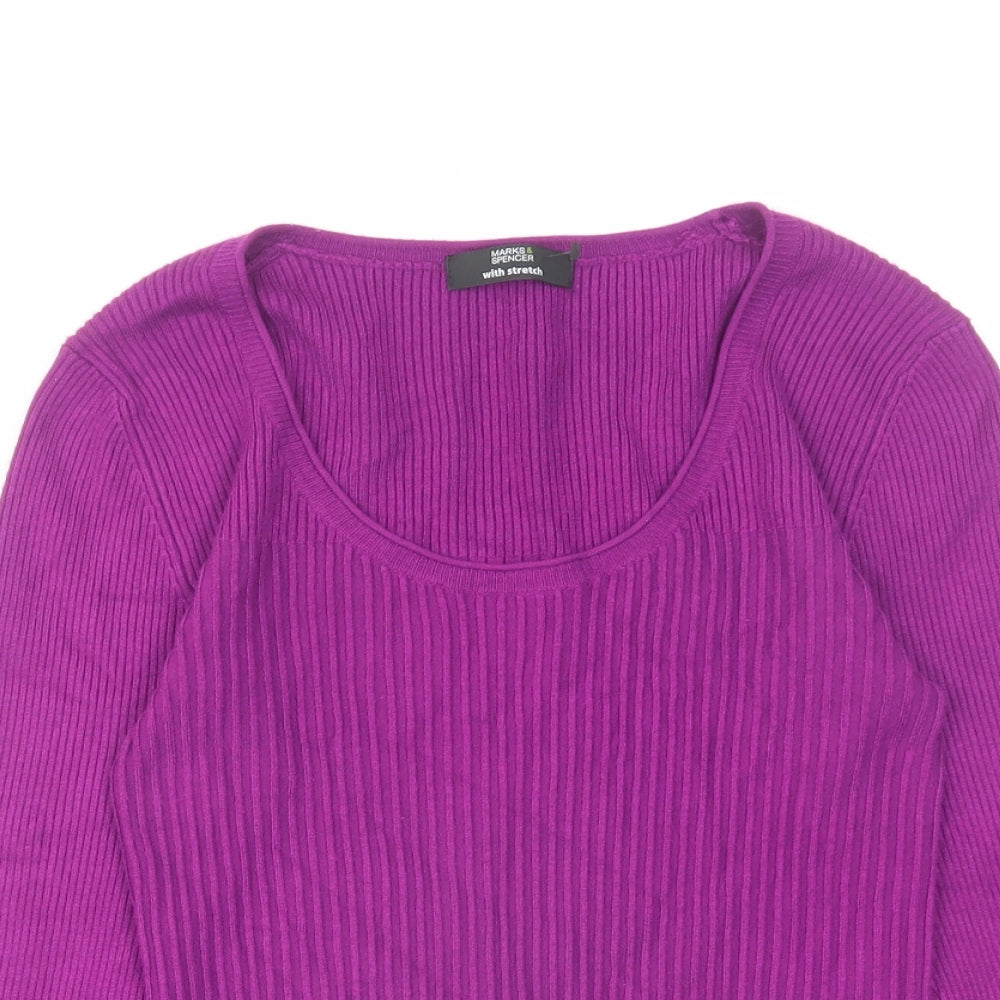 Marks and Spencer Womens Purple Scoop Neck Viscose Pullover Jumper Size 8