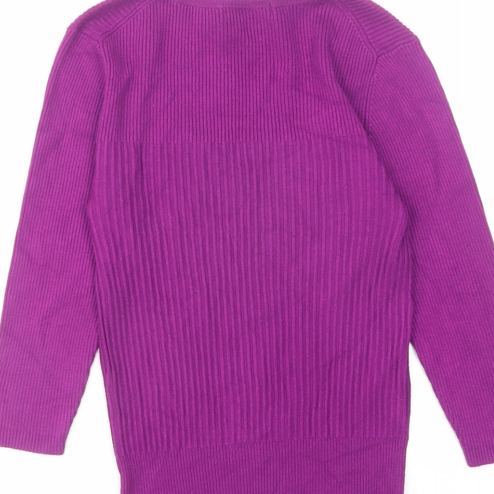 Marks and Spencer Womens Purple Scoop Neck Viscose Pullover Jumper Size 8