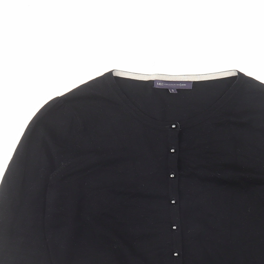 Marks and Spencer Womens Black Round Neck Viscose Cardigan Jumper Size 8