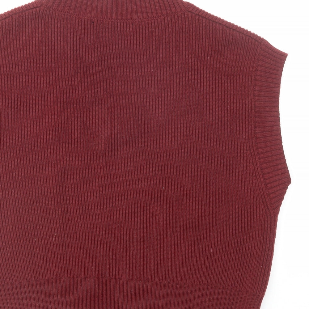 Zara Womens Red V-Neck Polyester Vest Jumper Size M
