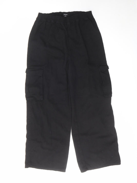 Boohoo Womens Black Cotton Jogger Trousers Size 8 L32 in Regular - Cargo