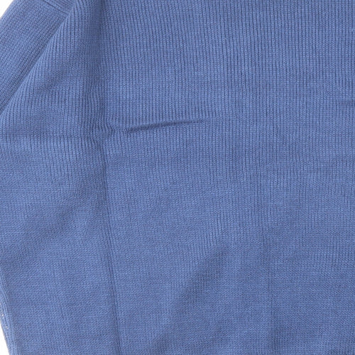 Premier Man Mens Blue Round Neck Acrylic Full Zip Jumper Size L Long Sleeve