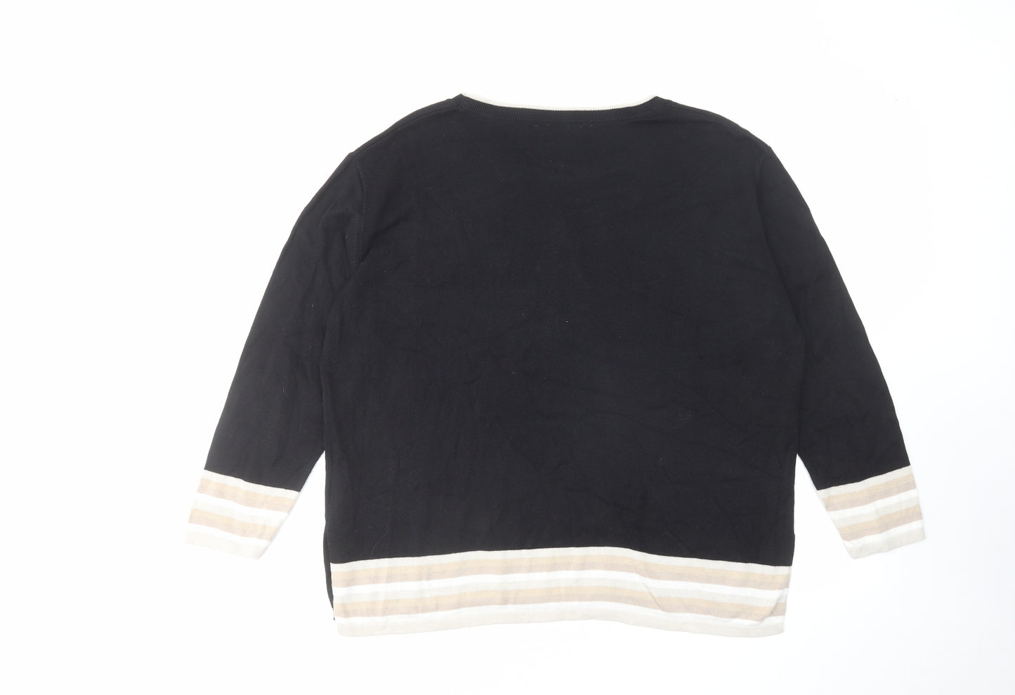 Principles Womens Black Round Neck Viscose Pullover Jumper Size 14 - Star