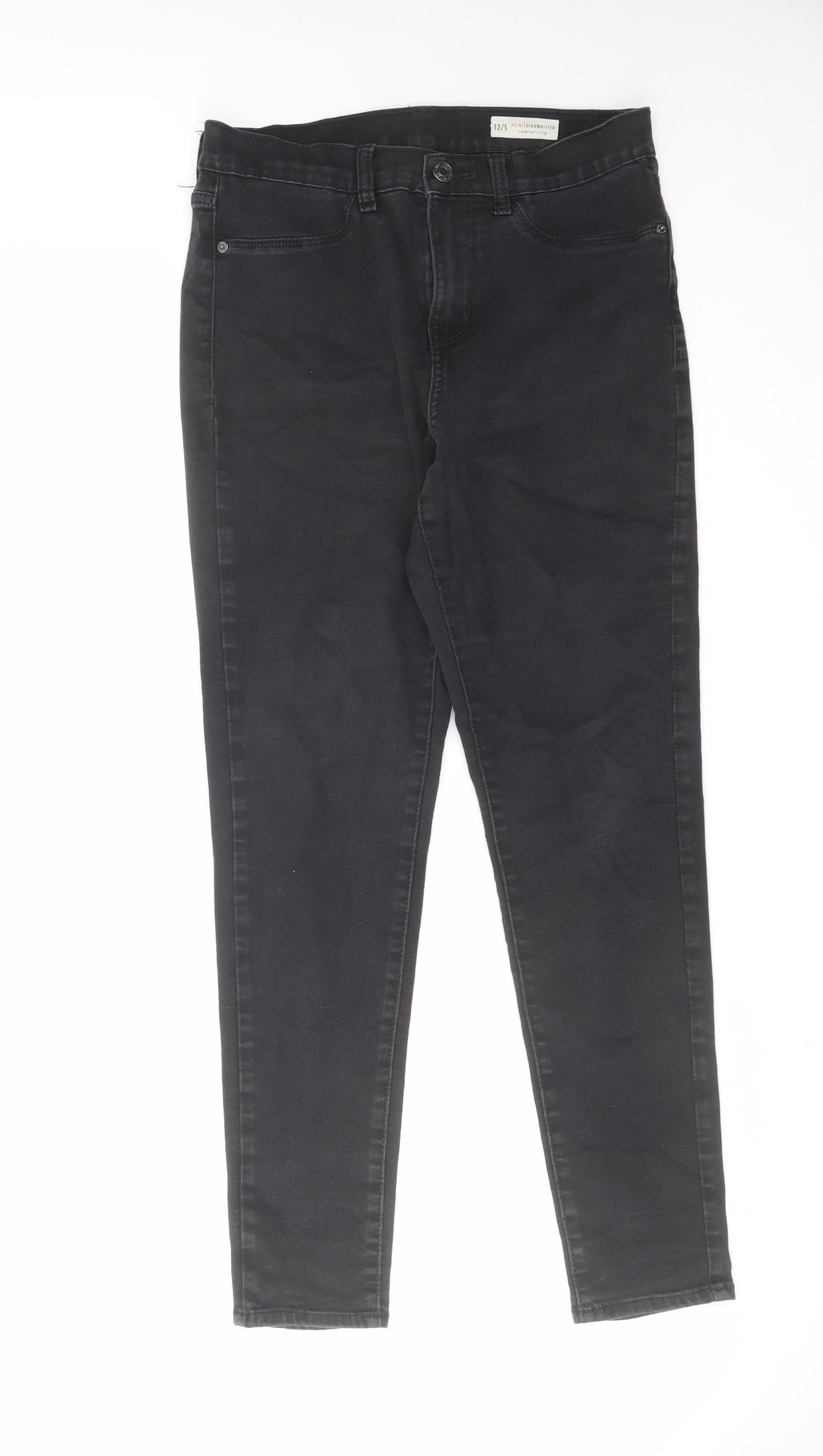 Red Herring Womens Black Cotton Skinny Jeans Size 12 L27 in Regular Zip