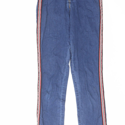 Denim & Co. Womens Blue Cotton Skinny Jeans Size 8 L27 in Regular Zip - Side Stripe Detail