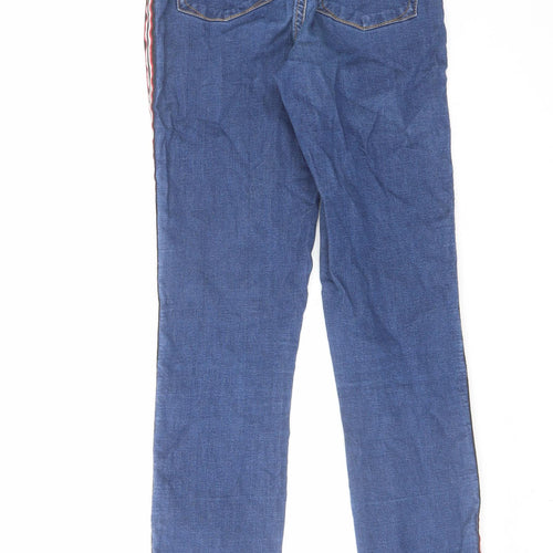 Denim & Co. Womens Blue Cotton Skinny Jeans Size 8 L27 in Regular Zip - Side Stripe Detail