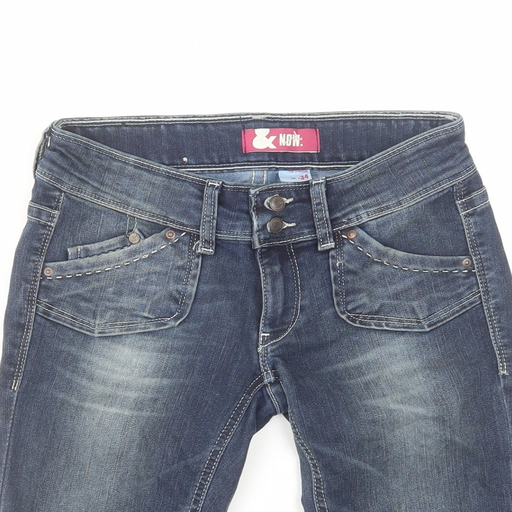 H&M Womens Blue Cotton Skimmer Shorts Size 6 L13 in Regular Zip