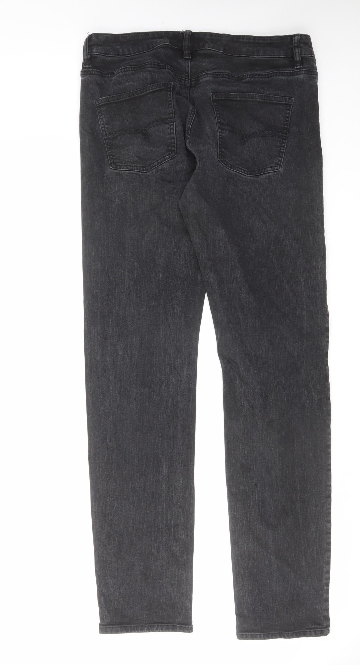 NEXT Mens Black Cotton Straight Jeans Size 36 in L35 in Slim Zip