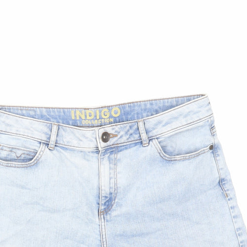Indigo Womens Blue Cotton Boyfriend Shorts Size 34 in L8 in Regular Zip