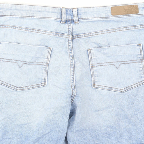 Indigo Womens Blue Cotton Boyfriend Shorts Size 34 in L8 in Regular Zip