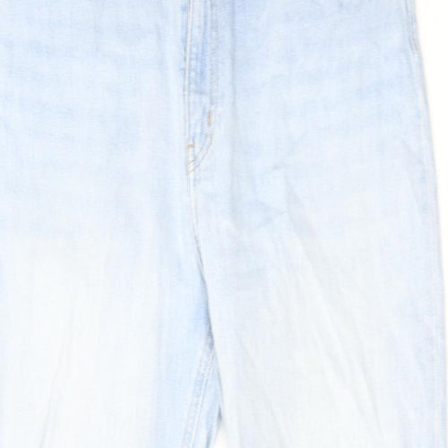 H&M Womens Blue Cotton Tapered Jeans Size 16 L28 in Regular Zip
