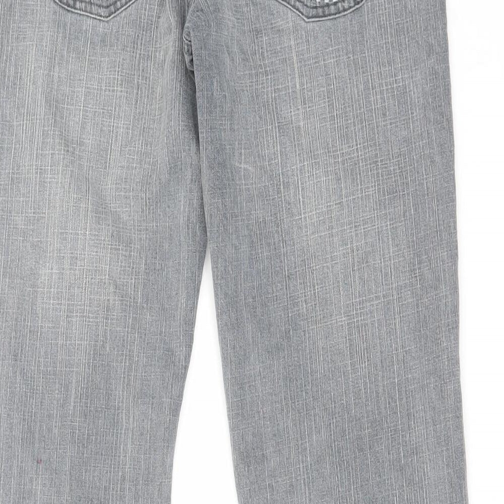 NEXT Womens Grey Cotton Bootcut Jeans Size 12 L28 in Regular Zip