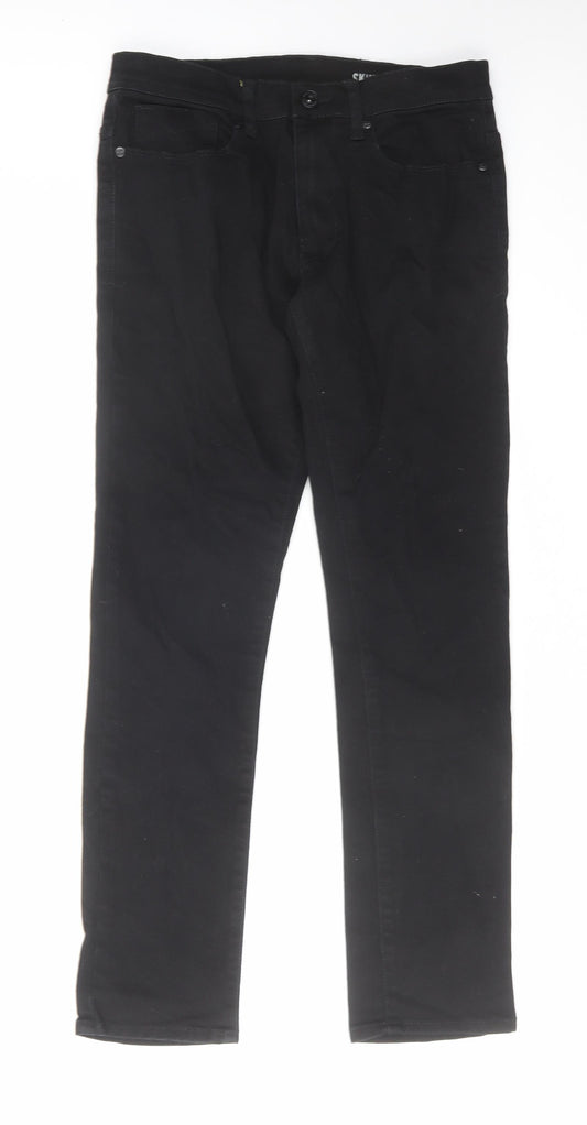 F&F Mens Black Cotton Skinny Jeans Size 30 in L30 in Regular Zip
