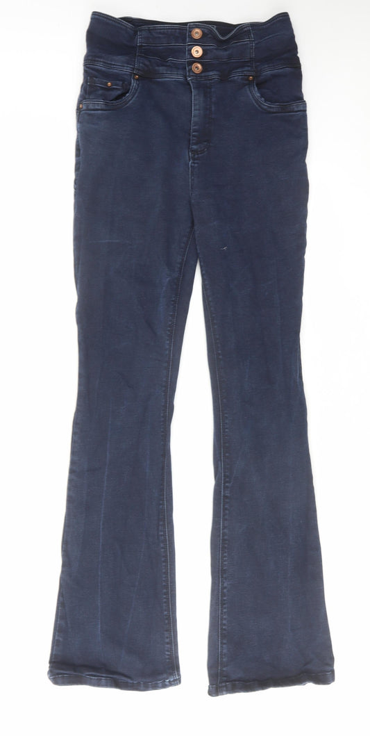 Simply Be Womens Blue Cotton Flared Jeans Size 14 L31 in Regular Zip
