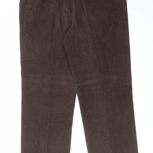 James Pringle Mens Brown Cotton Dress Pants Trousers Size 38 in L31 in Regular Zip