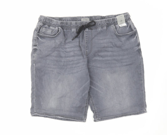 George Mens Grey Cotton Sweat Shorts Size XL L10 in Regular Drawstring