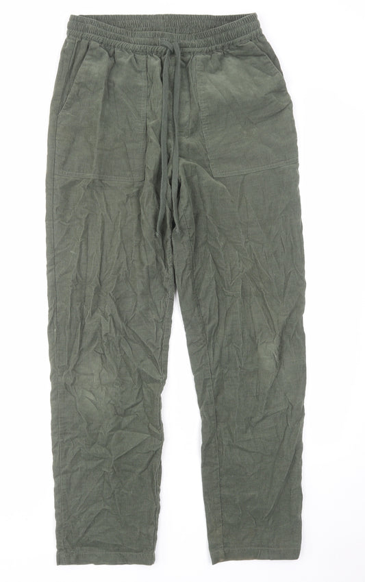 Hush Womens Green Cotton Jogger Trousers Size 6 L27 in Regular Drawstring