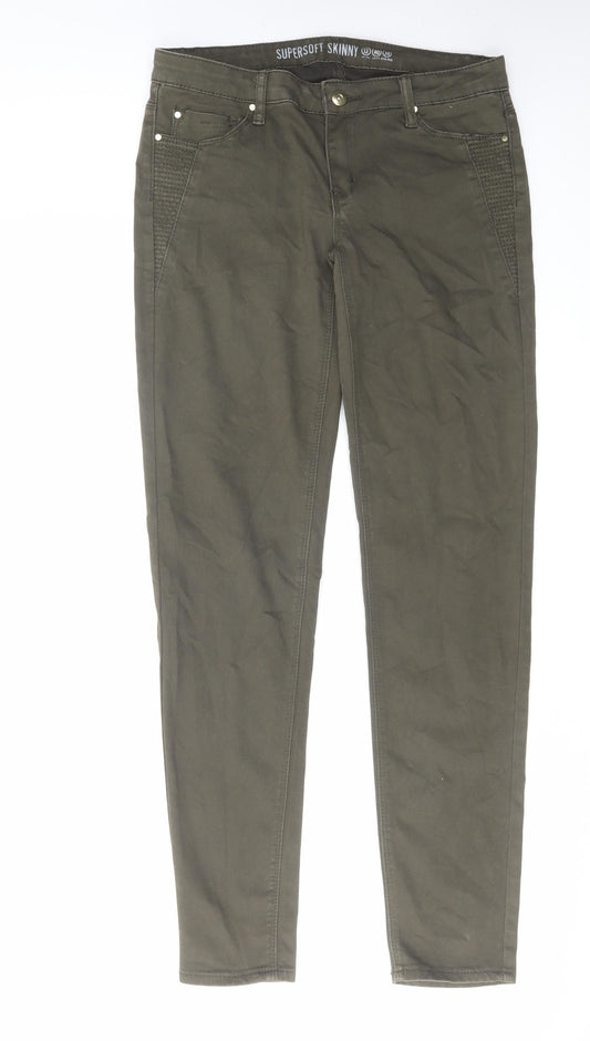 Denim & Co. Womens Green Cotton Skinny Jeans Size 12 L31 in Regular Zip