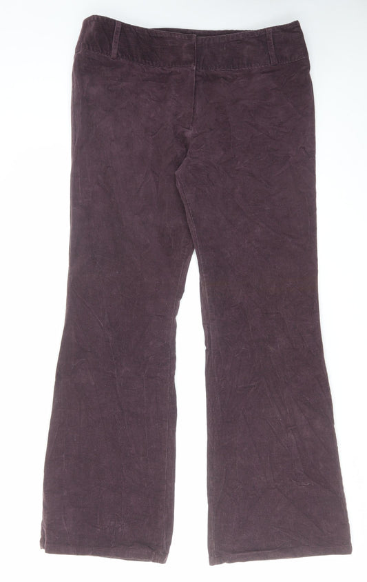 Marks and Spencer Womens Purple Cotton Trousers Size 16 L31 in Regular Hook & Eye