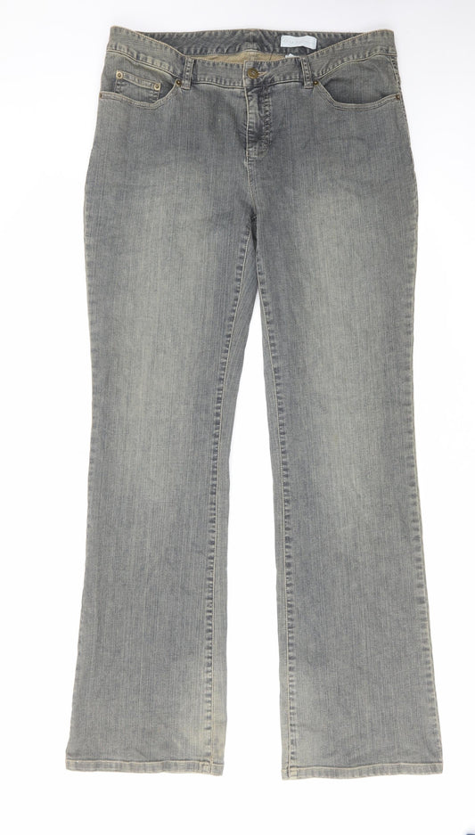 Oui Womens Blue Cotton Bootcut Jeans Size 16 L33 in Regular Zip