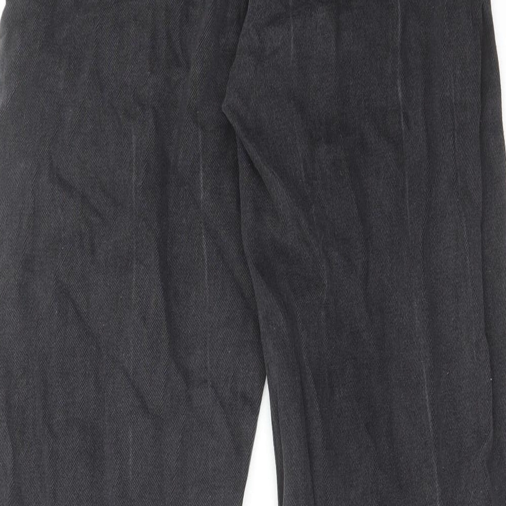 Bershka Womens Black Cotton Wide-Leg Jeans Size 28 in L31 in Regular Zip