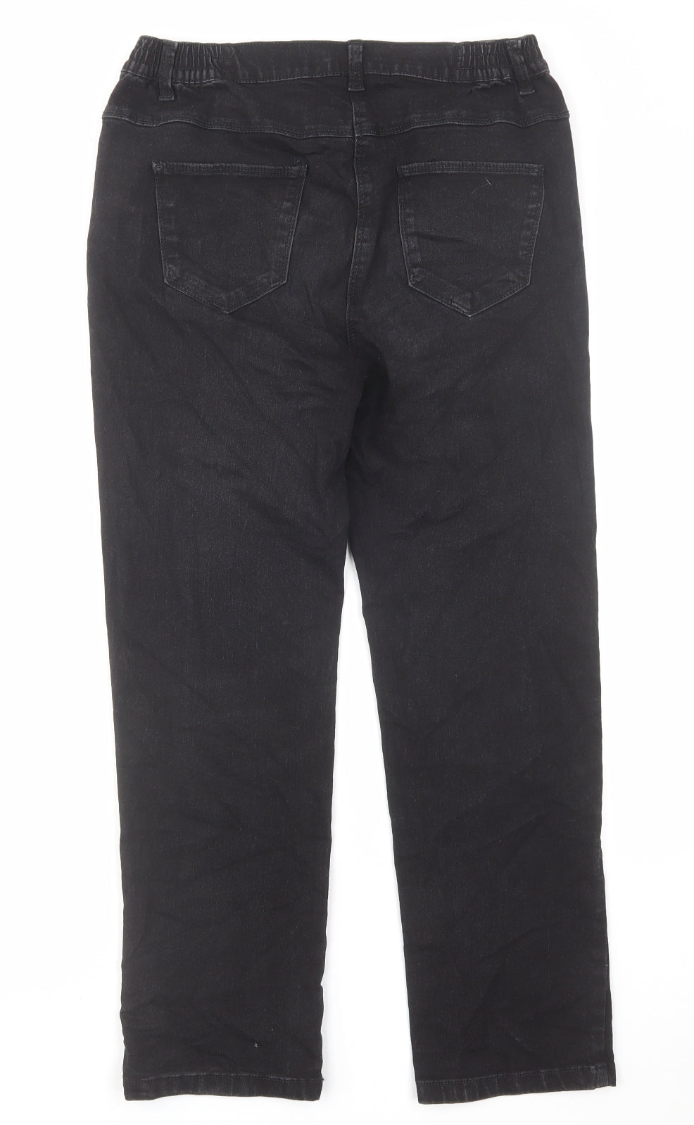 Bonmarché Womens Grey Cotton Straight Jeans Size 12 L26 in Regular Zip