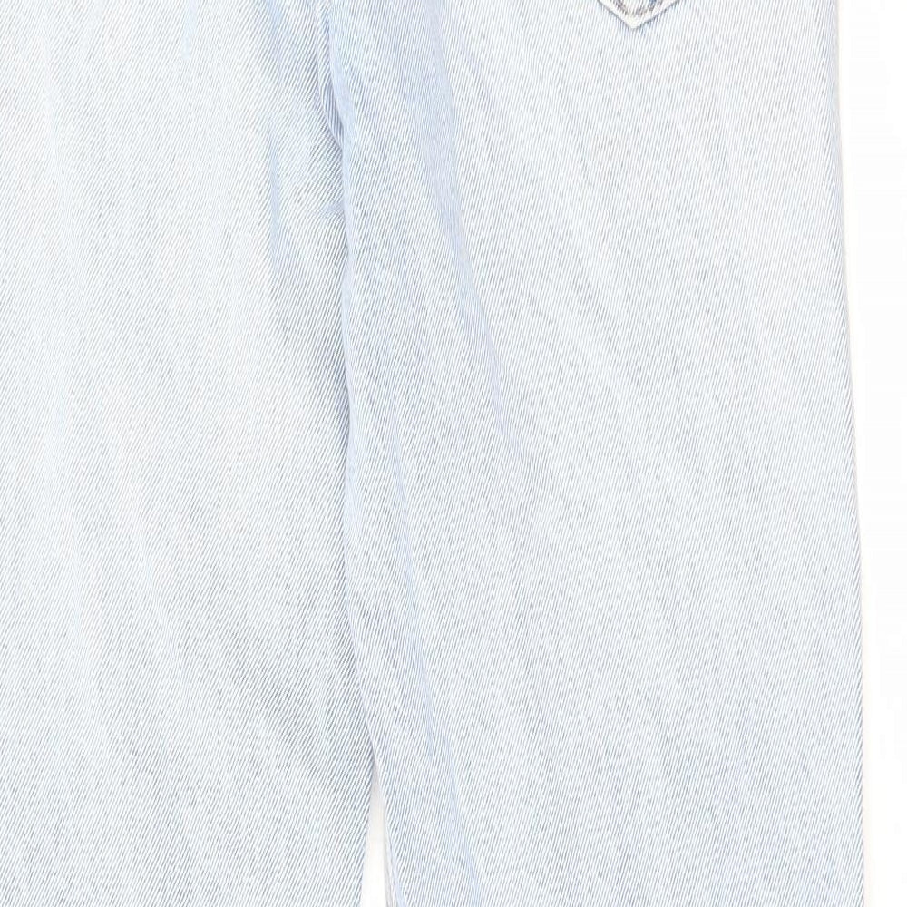 Zara Womens Blue Cotton Straight Jeans Size 12 L28 in Regular Zip
