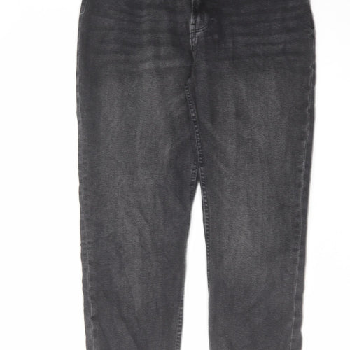 Bershka Womens Black Cotton Tapered Jeans Size 14 L30 in Regular Zip
