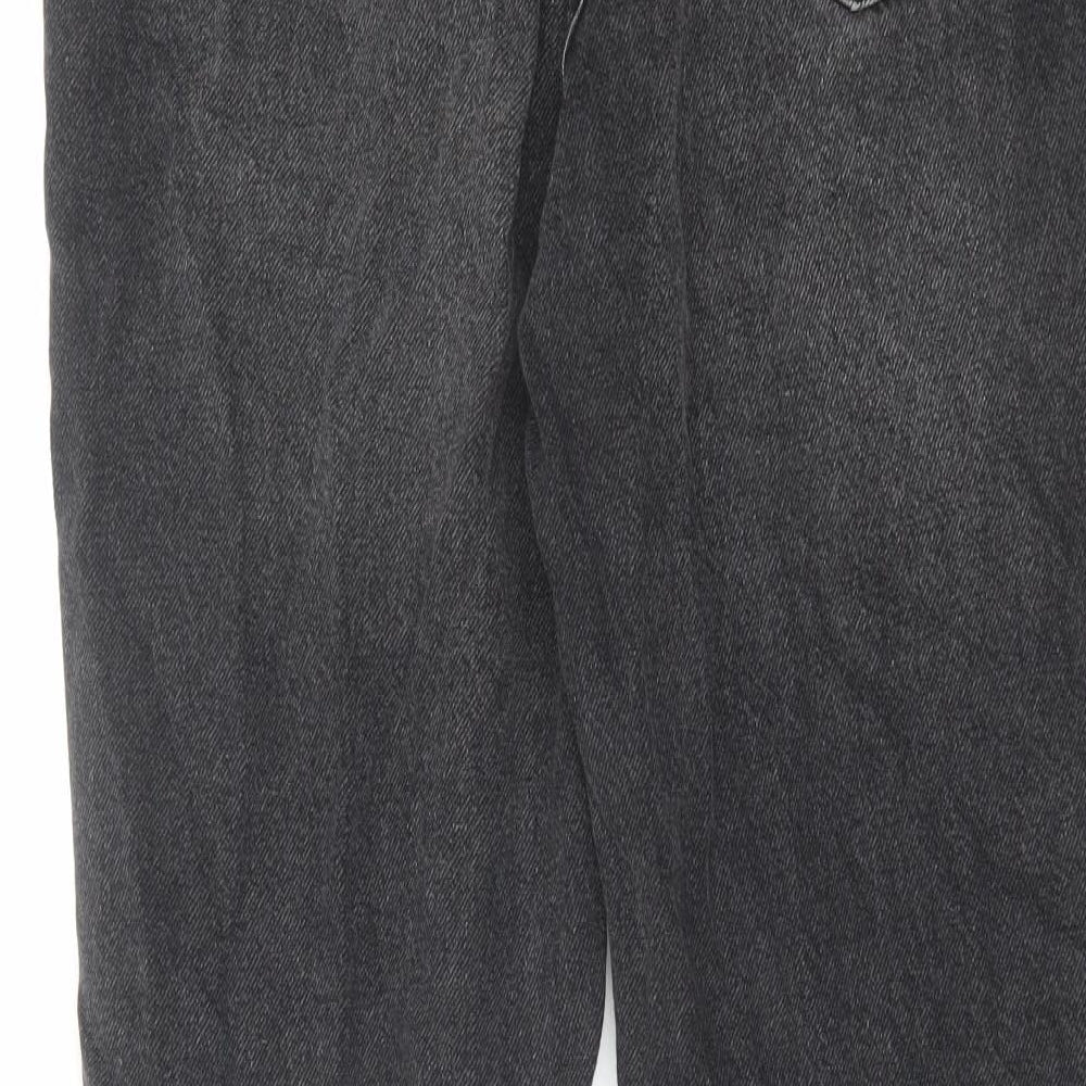 Bershka Womens Black Cotton Tapered Jeans Size 14 L30 in Regular Zip