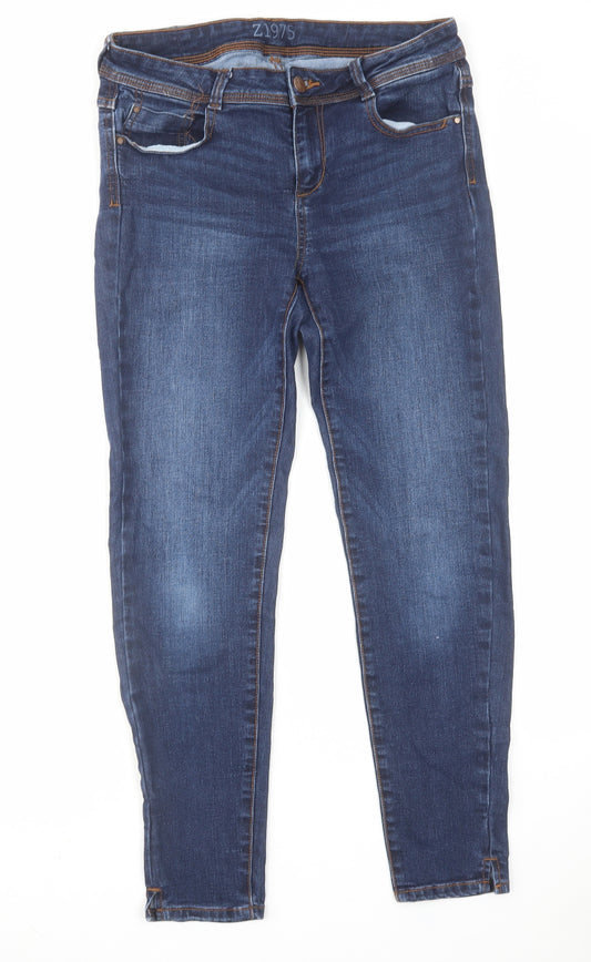Zara Womens Blue Cotton Skinny Jeans Size 28 in L27 in Regular Zip