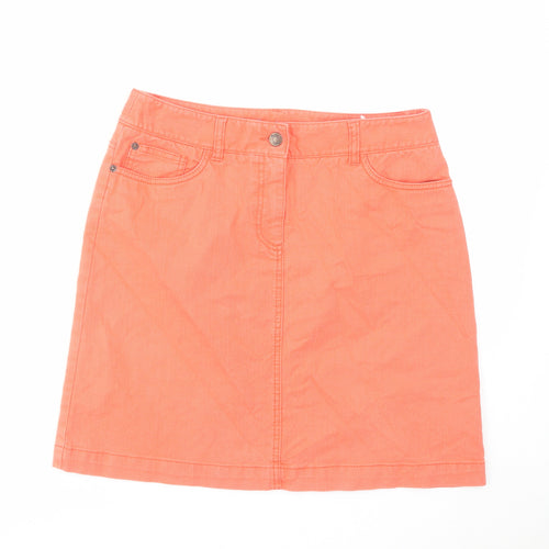Boden Womens Orange Cotton A-Line Skirt Size 10 Zip