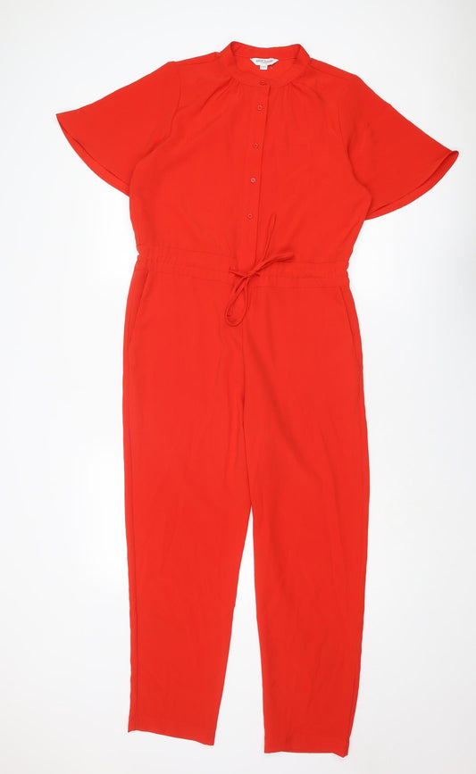 Great Plains London Womens Red Polyester Jumpsuit One-Piece Size 8 L27 in Button