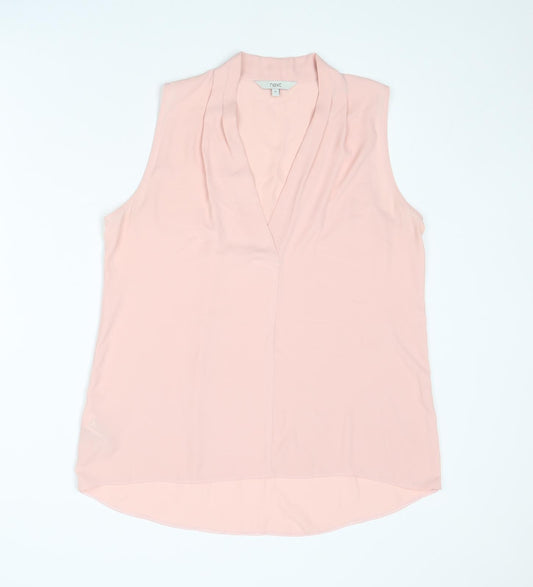 NEXT Womens Pink Polyester Basic Blouse Size 14 V-Neck