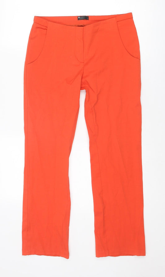 VERO MODA Womens Red Polyester Chino Trousers Size 10 L27 in Regular Zip