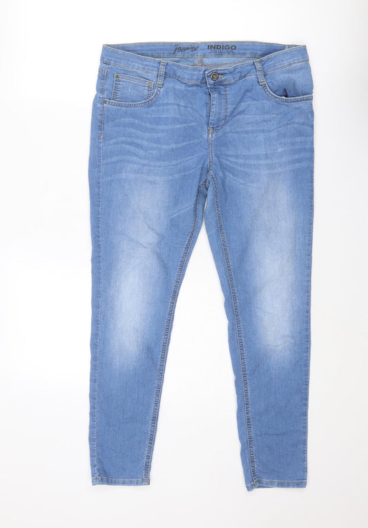 Indigo Womens Blue Cotton Skinny Jeans Size 16 L26 in Regular Zip