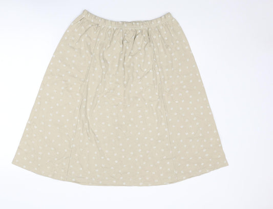 Damart Womens Beige Floral Cotton A-Line Skirt Size 20