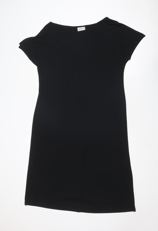 Evans Womens Black Polyester T-Shirt Dress Size 20 Boat Neck Pullover