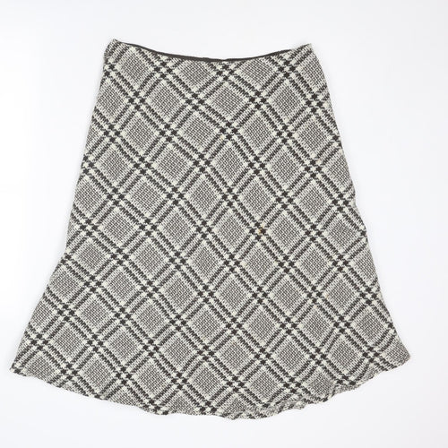 Monaco Womens Brown Plaid Acrylic A-Line Skirt Size 14 Zip
