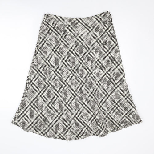 Monaco Womens Brown Plaid Acrylic A-Line Skirt Size 14 Zip