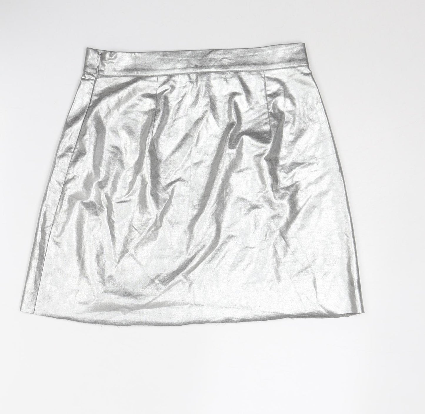 VERO MODA Womens Silver Polyester A-Line Skirt Size XS Zip