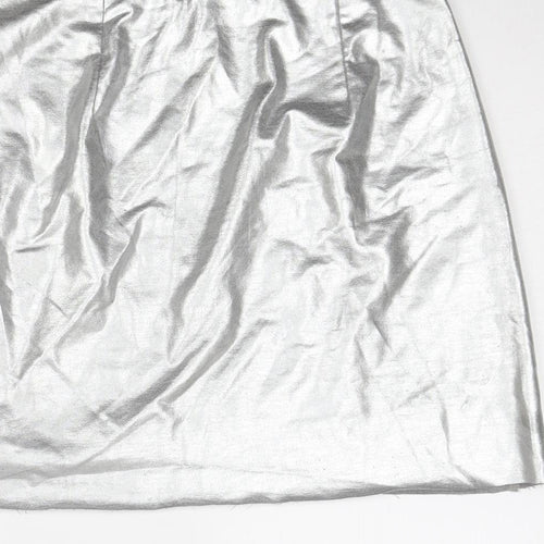 VERO MODA Womens Silver Polyester A-Line Skirt Size XS Zip