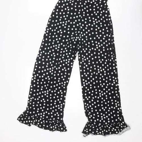 ASOS Womens Black Polka Dot Viscose Trousers Size 8 L25 in Regular