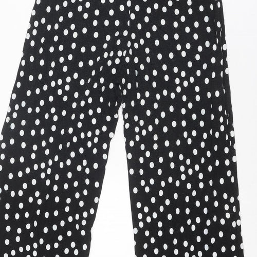 ASOS Womens Black Polka Dot Viscose Trousers Size 8 L25 in Regular