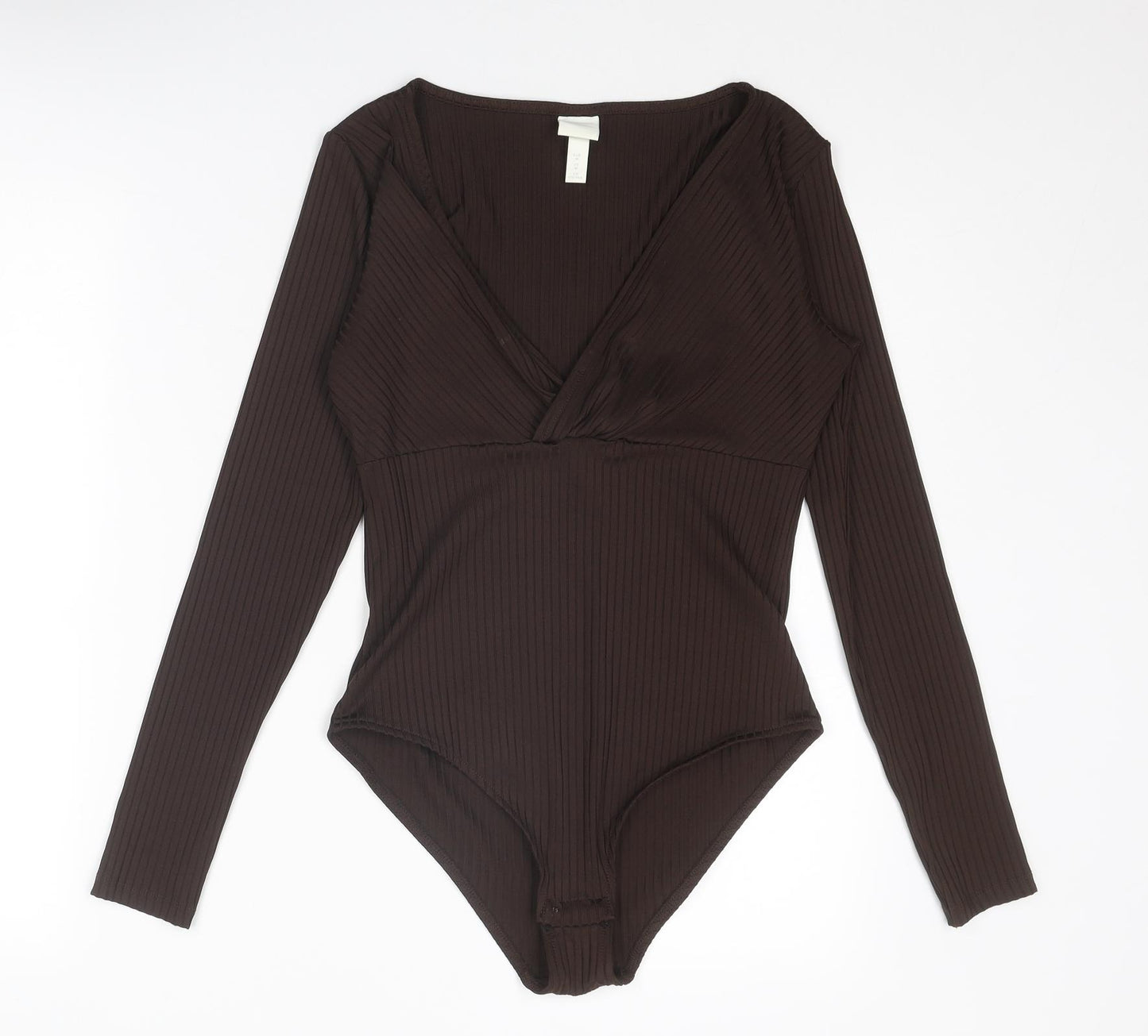 H&M Womens Brown Polyester Bodysuit One-Piece Size M Snap