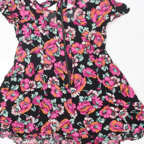 River Island Womens Multicoloured Floral Viscose Playsuit One-Piece Size 8 L3 in Zip