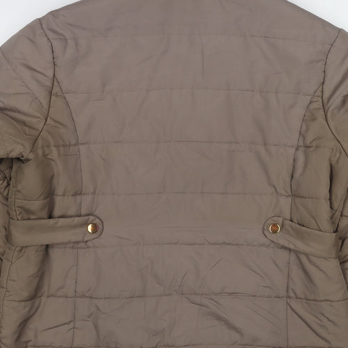 EWM Womens Brown Quilted Jacket Size 14 Zip
