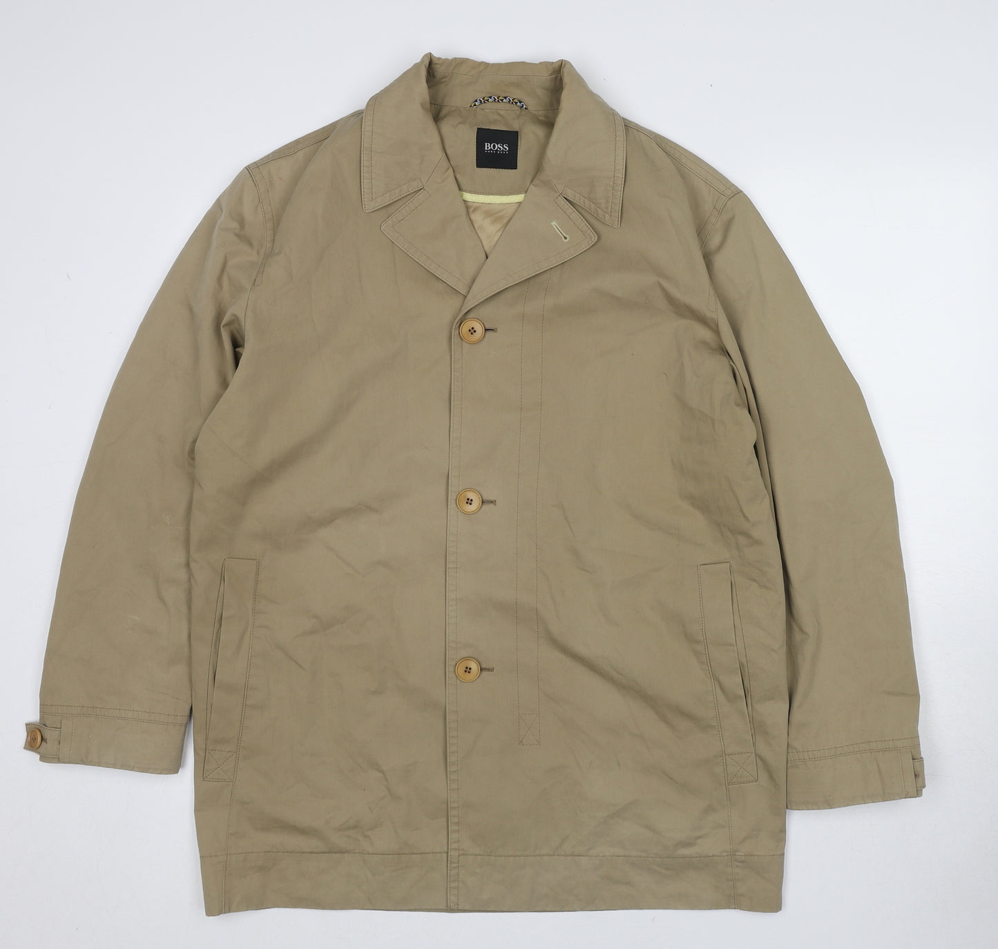 HUGO BOSS Mens Brown Overcoat Coat Size M Button